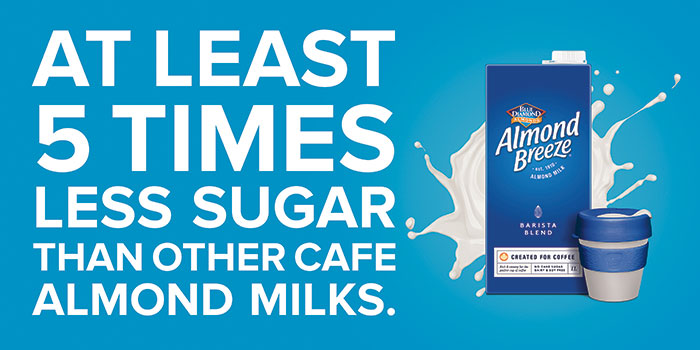 Almond Breeze Barista Blend - the lowest sugar choice almond milk