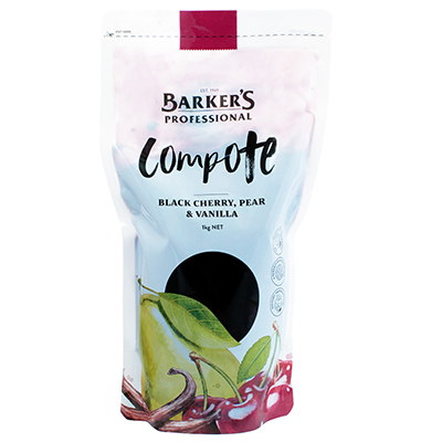 Barker's Black Cherry, Pear & Vanilla Compote 1kg