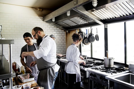 Kitchen with chefs