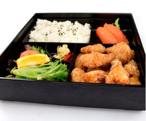In a bento box or sushi