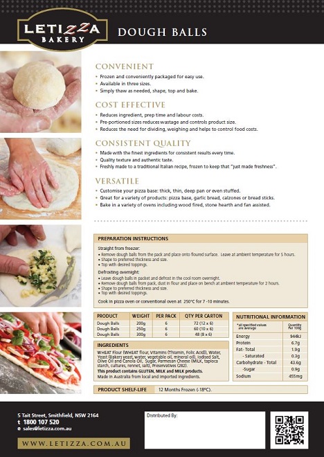 Letizza Dough Balls New Brochure Cover