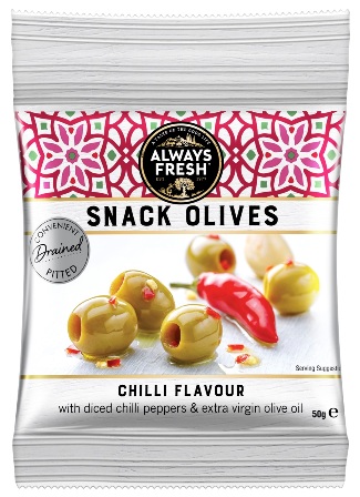 Chilli snack olives pouch