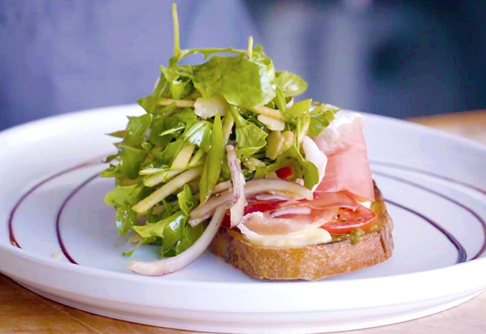 Pesto & Parma Ham Margherita Melt on Speedibake Sourdough Cafe Loaf - Tip Top Foodservice