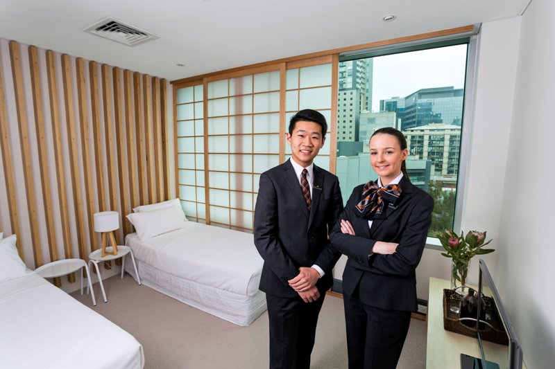 Students in hotel room